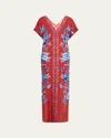 Verandah Rust Floral Draped Dress In Medium Brown