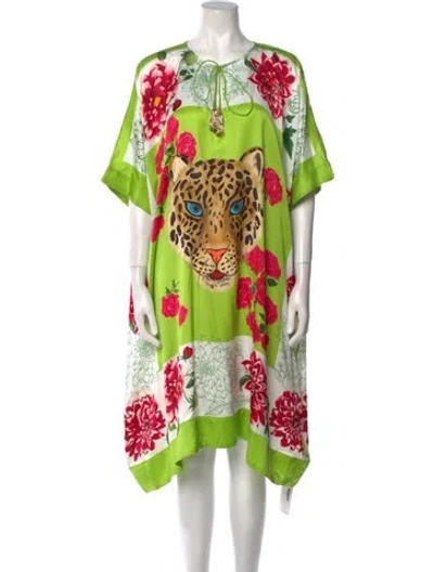 Pre-owned Verandah Satin Colorblock Pattern Sweater W/ Tags In Green