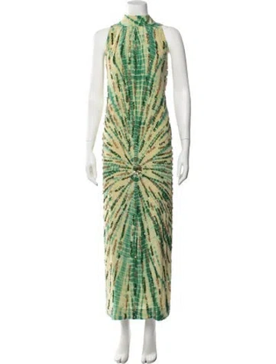 Pre-owned Verandah Silk Long Dress In Green
