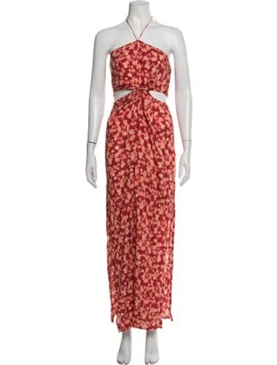 Pre-owned Verandah Silk Long Dress In Red