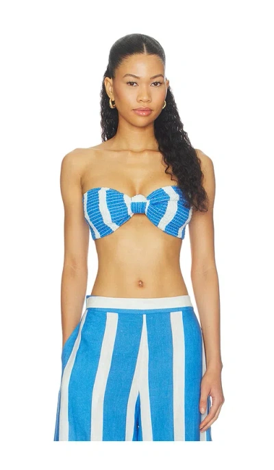 Verandah Smocked Bandeau Top In Blue