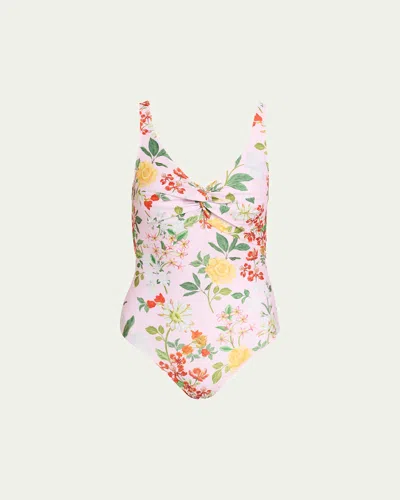 Verandah Twisted Drape Floral One-piece Swimsuit In Multi
