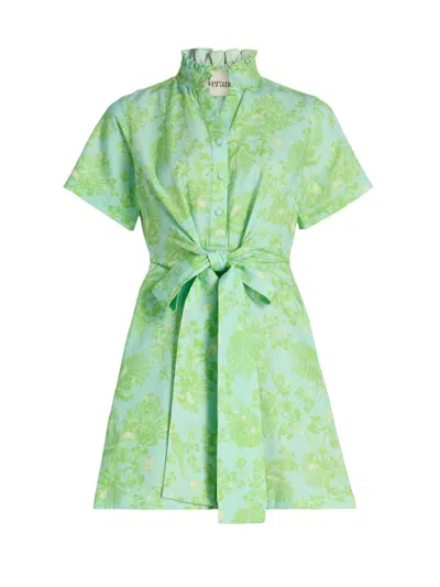 Verandah Women's Ammama Bawa Floral Cotton-linen Minidress In Green