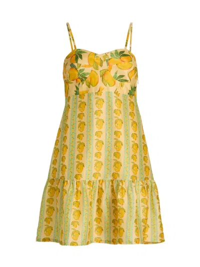 Verandah Women's Ammama Corset Mango-print Minidress In Yellow