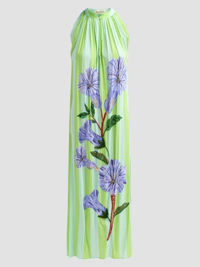 Verandah Women's Ammama Hand-beaded Floral Maxi Dress In Green
