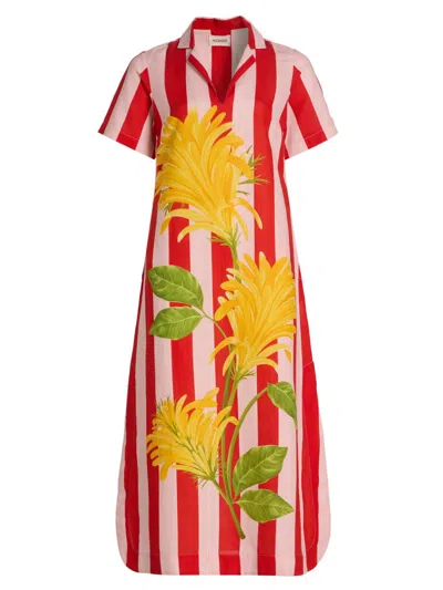 Verandah Women's Ammama Jacobina And Stripes Cotton-linen Shirtdress In Multi