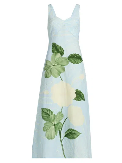 VERANDAH WOMEN'S AMMAMA LINEN FLORAL PRINT MAXI DRESS