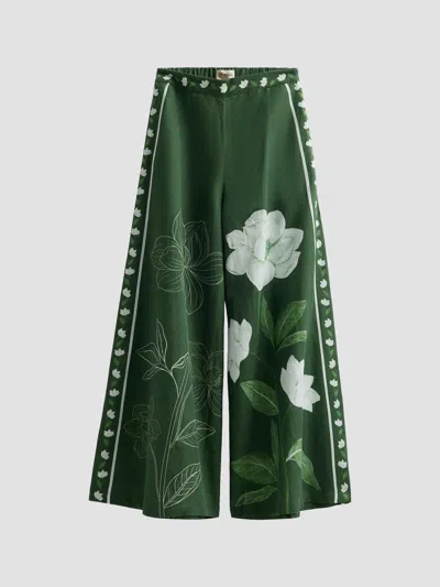 Verandah Women's Bejewelled Magnolia Flared Pants In Green