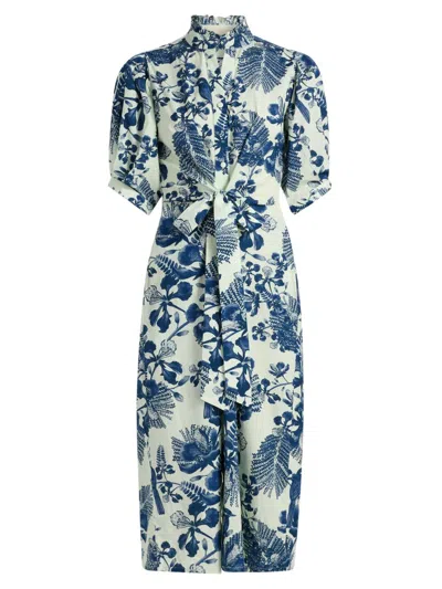 Verandah Women's Pushpanjali Floral Poplin Cotton Shirtdress In Multi