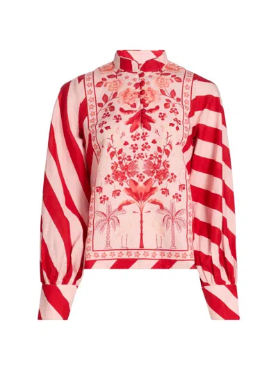 Verandah Women's Pushpanjali Linen-cotton Tunic Blouse