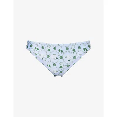 Verandah Womens Ice Blue Emrld Lotus Chk Floral Hipster Bikini Bottoms In Multi