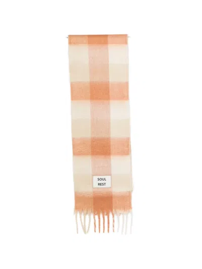 Verb To Do Check Fringed Scarf In Yellow