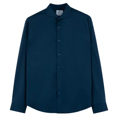 Vercate Men's Blue Non Iron Shirt - Navy Bamboo - Regular Fit