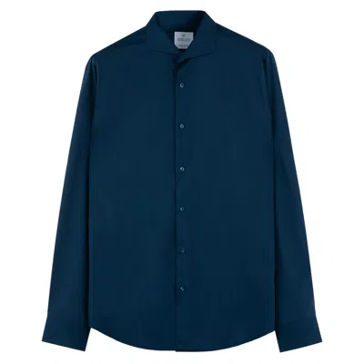 Vercate Men's Blue Non Iron Shirt - Navy Bamboo