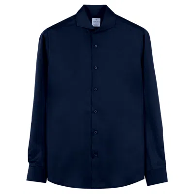 Vercate Men's Blue Non Iron Shirt Navy - Cotton Satin
