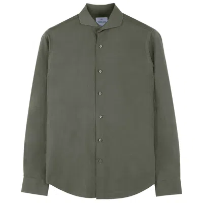 Vercate Men's Green / Brown Linen Shirt - Olive In Green/brown