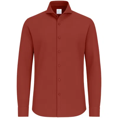 Vercate Men's Non Iron Shirt - Japanese Knitted - Red
