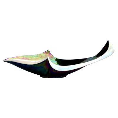 Pre-owned Verceram Ceramique 1 Mid-century Verceram Ceramique Bowl With Iridescent Glaze, France In Black