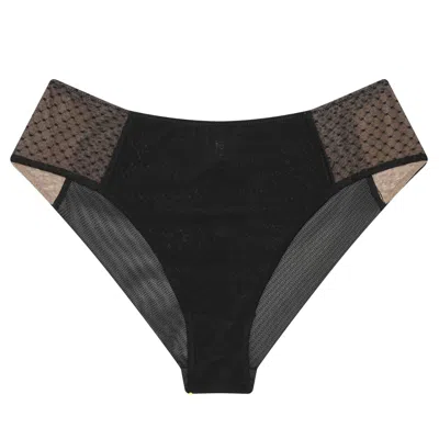 Verdant Intimates Women's Black Dot Mesh French Bikini