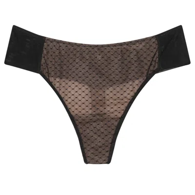 Verdant Intimates Women's Black Dot Mesh Thong