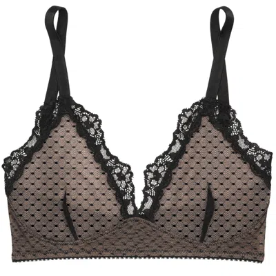 Verdant Intimates Women's Black Dot Mesh Triangle Bra