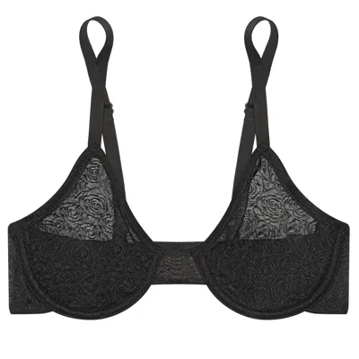 Verdant Intimates Women's Black Rose Lace Full Bra