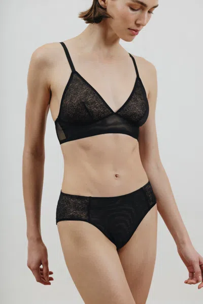 Verdant Intimates Women's Black Rose Lace Longline Bra