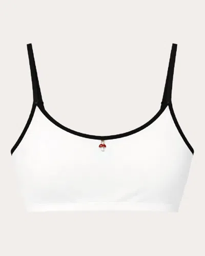 Verdelimon Women's Heaven Cherry Charm Bikini Top In White