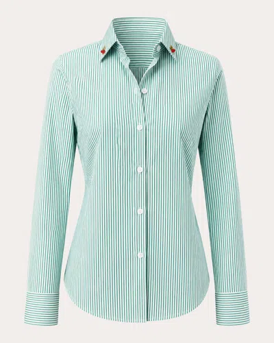 Verdelimon Women's Marion Stripe Cherry Charm Shirt In Green