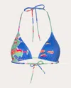 Verdelimon Women's Moa Careyes Printed Triangle Bikini Top Polyester