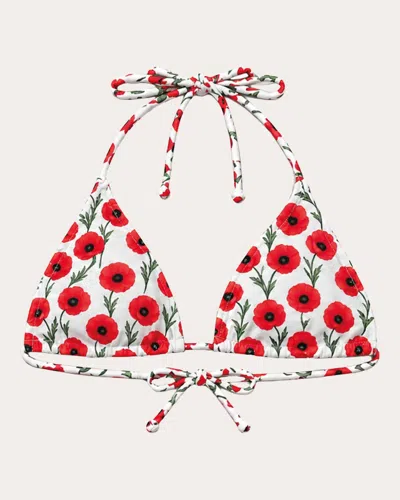 Verdelimon Women's Moa Floral Triangle Bikini Top In Red