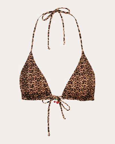Verdelimon Women's Moa Leopard Triangle Bikini Top In Animal Print