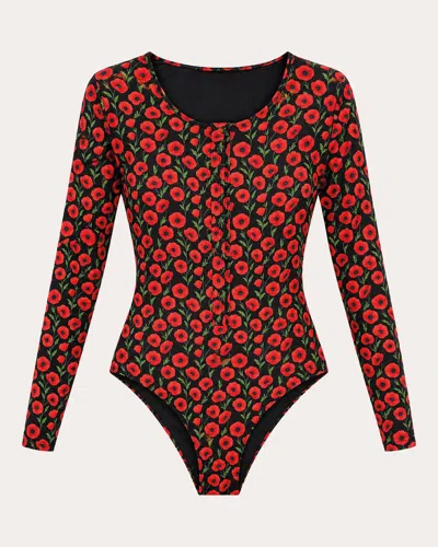 Verdelimon Women's Paradiso Floral Long-sleeve One-piece In Red