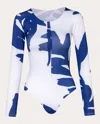 Verdelimon Women's Paradiso Palms Printed Zip-front Swimsuit