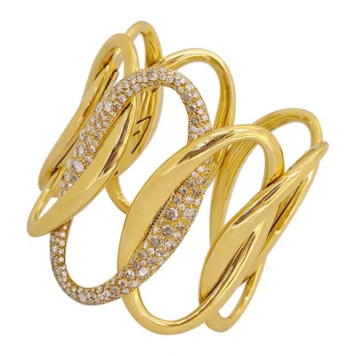 Pre-owned Verdi G. For Cellini 18kt Yellow Gold, 8.27ct, Diamond Wide Cuff Bracelet