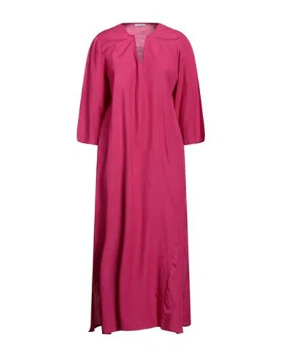 Verdissima Woman Maxi Dress Fuchsia Size L Viscose, Linen In Pink