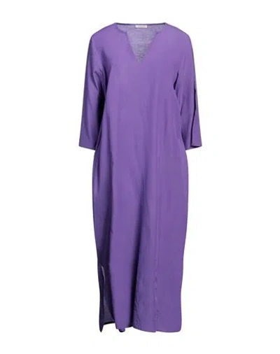 Verdissima Woman Maxi Dress Purple Size L Viscose, Linen