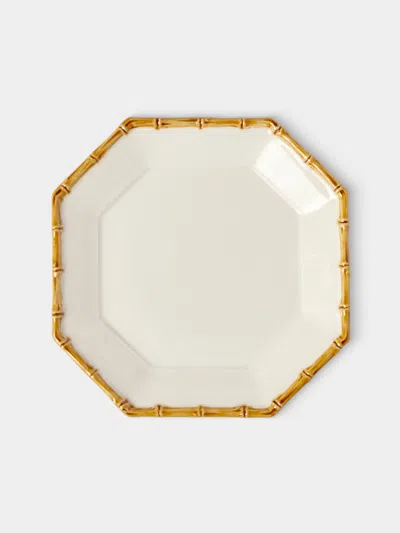 Verdolini Bamboo Hand-painted Ceramic Cake Plate (6in/16cm) In White