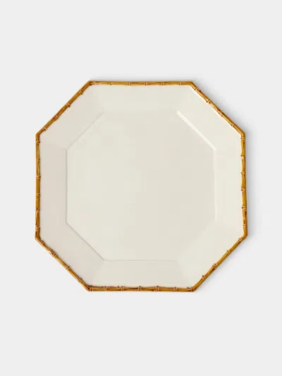 Verdolini Bamboo Hand-painted Ceramic Charger Plate (13in/33cm) In White