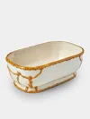 Verdolini Bamboo Hand-painted Ceramic Deep Serving Dish In White