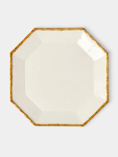 Verdolini Bamboo Hand-painted Ceramic Dinner Plate (11in/28cm) In White