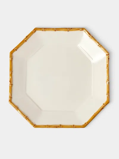Verdolini Bamboo Hand-painted Ceramic Starter / Dessert Plate (8in/21cm) In White