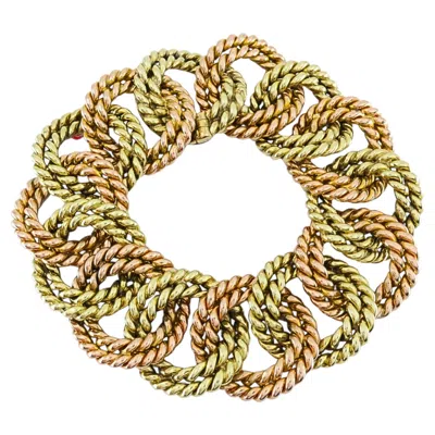 Pre-owned Verdura 14k Two-tone Gold Rope Link Bracelet In Multi