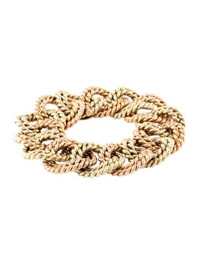 Pre-owned Verdura 14k Two-tone Rope Link Bracelet, 6.75" In Multicolor