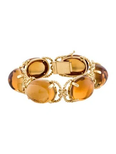 Pre-owned Verdura 18k 172.74ctw Citrine Pebble Link Bracelet, 6.75" In Multi