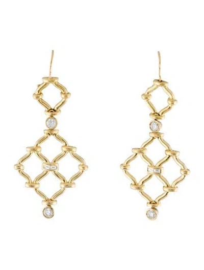 Pre-owned Verdura 18k Diamond Kensington Drop Earrings In Multi