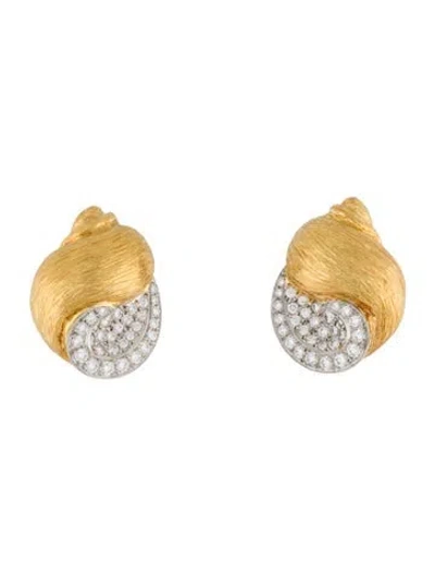 Pre-owned Verdura 18k Diamond Turban Shell Earrings In Multi