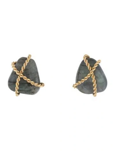 Pre-owned Verdura 18k Labradorite Clip-ons In Multicolor