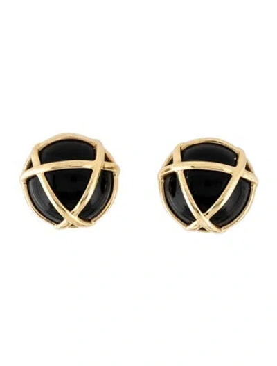 Pre-owned Verdura 18k Onyx Caged Clip-on Earrings In Multicolor