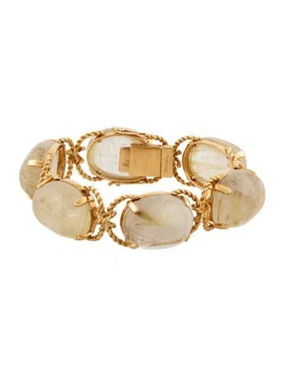 Pre-owned Verdura 18k Rutilated Quartz Pebble Bracelet, 6.75" In Multicolor